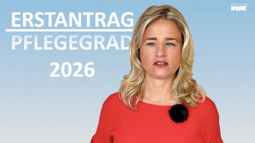 VdK-Präsidentin: Jetzt Pflegegrad beantragen! Das Thumbnail zeigt VdK-Präsidentin Verena Bentele. Im Hintergrund steht "Erstantrag Pflegegrad 2026" und das VdK-Logo